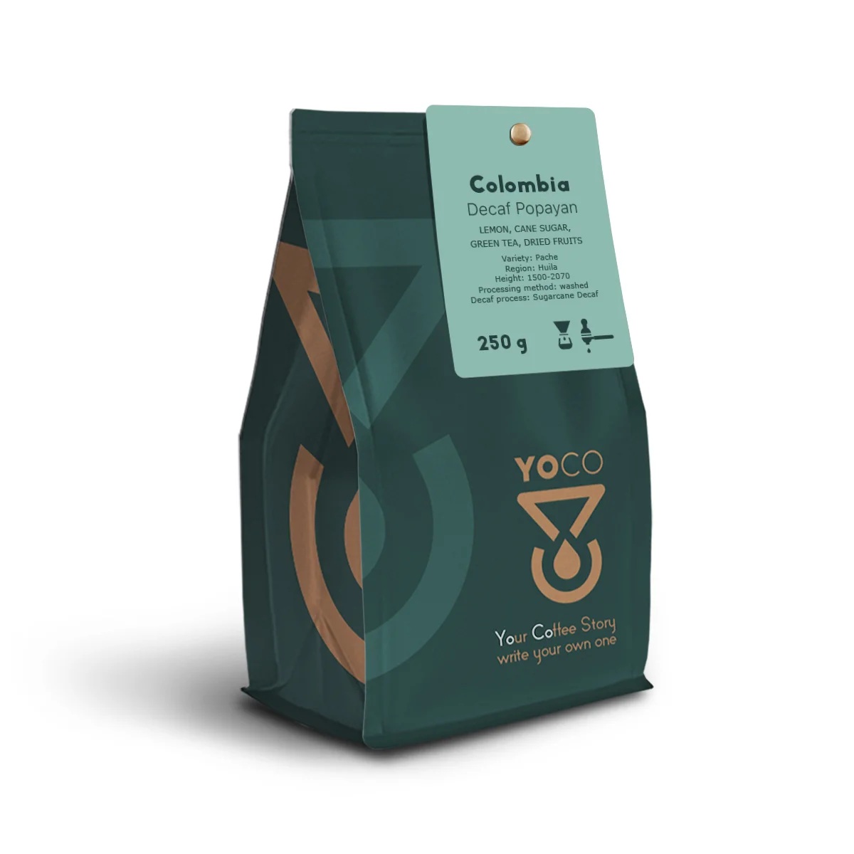 Colombia Popayán Decaf – Elegancka Bezkofeinowa Arabika z Delikatną Cytrusową Słodyczą (250 g, Filter)